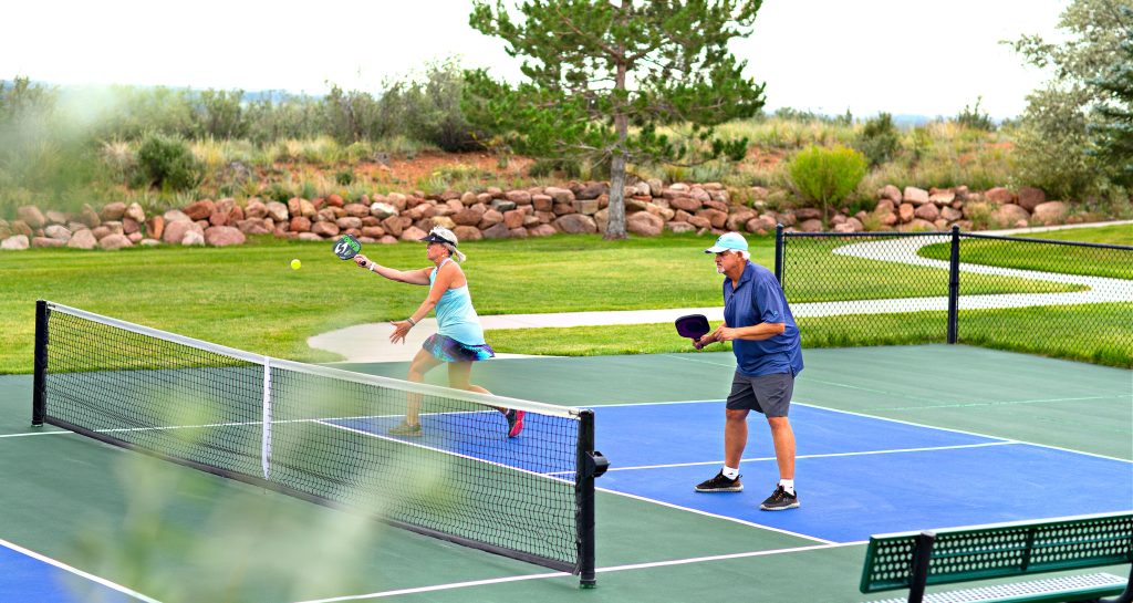 Guests playing Pickleball